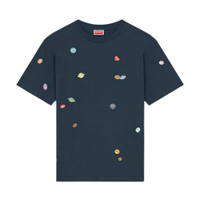 KENZO SS24 Graphic Print Midnight Blue Crewneck Tee Short Sleeve FE55TS2784SG-77
