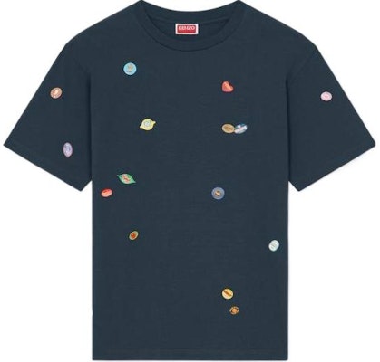 KENZO SS24 Graphic Print Midnight Blue Crewneck Tee Short Sleeve FE55TS2784SG-77 Order KENZO SS24 Graphic Print Midnight Blue Crewneck Tee Short Sleeve FE55TS2784SG-77