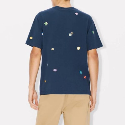 KENZO SS24 Graphic Print Midnight Blue Crewneck Tee Short Sleeve FE55TS2784SG-77 Purchase KENZO SS24 Graphic Print Midnight Blue Crewneck Tee Short Sleeve FE55TS2784SG-77