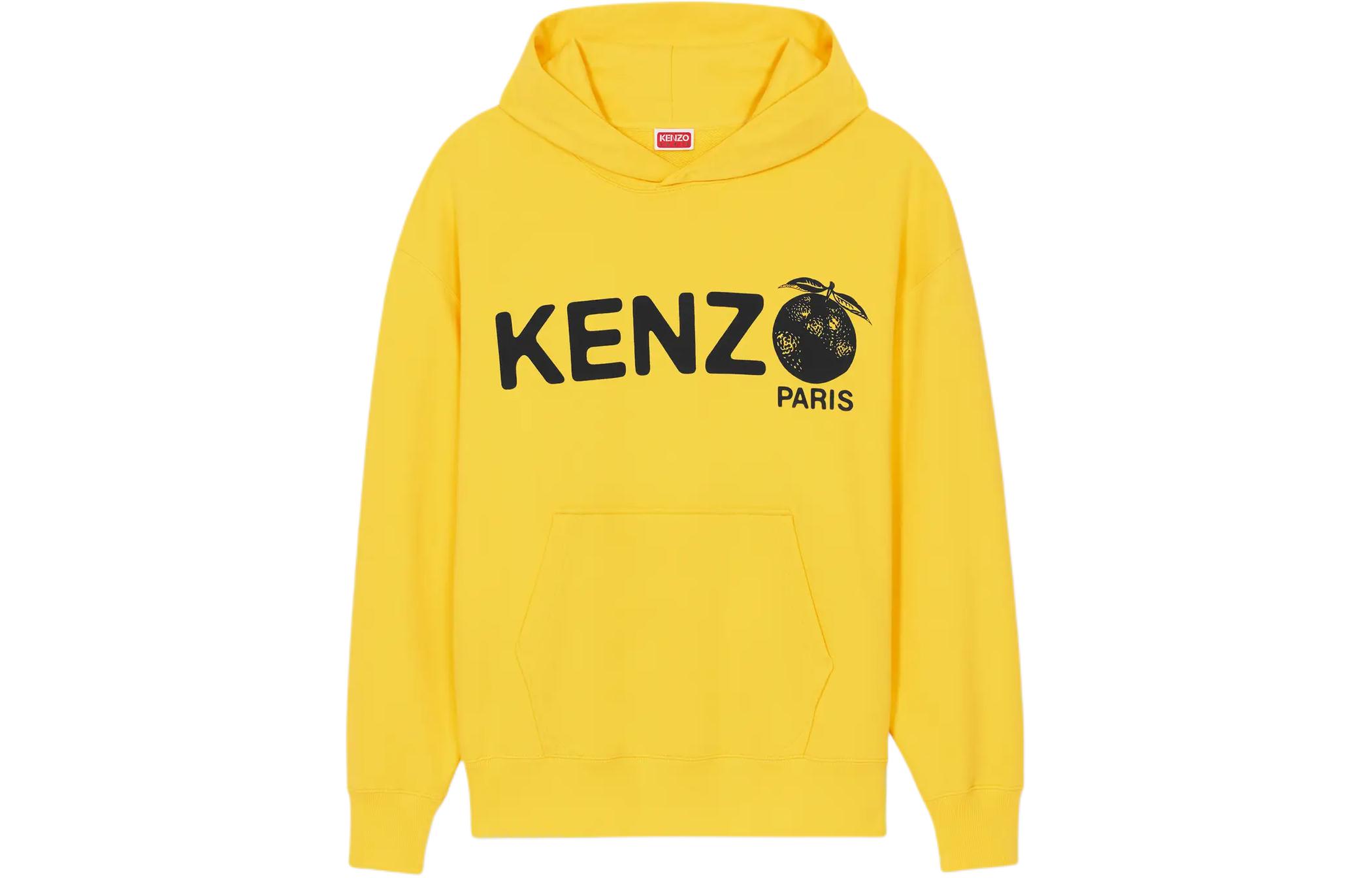 KENZO SS24 Lemon Yellow Oversized Letter Print Hoodie for Men FE55SW1794MG-39