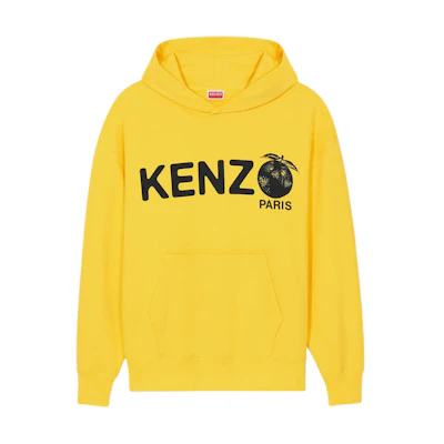 KENZO SS24 Lemon Yellow Oversized Letter Print Hoodie for Men FE55SW1794MG-39