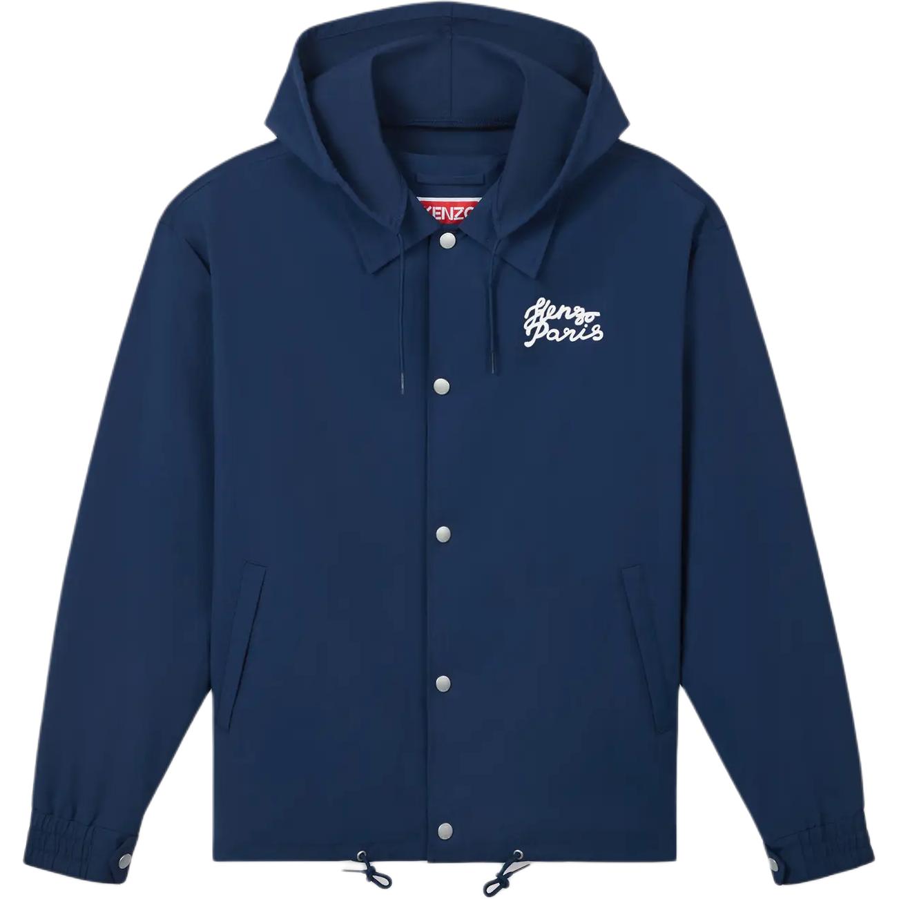 KENZO SS24 Letter Logo Animal Print Detachable Hoodie Jacket Midnight Blue Men FE65BL1639NV-77