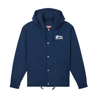KENZO SS24 Letter Logo Animal Print Detachable Hoodie Jacket Midnight Blue Men FE65BL1639NV-77