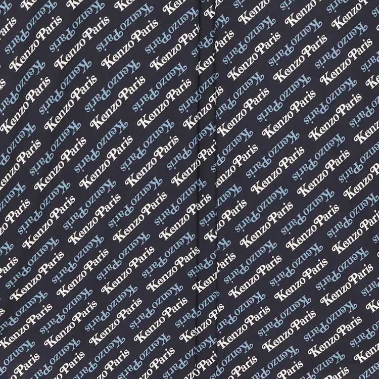 Shop KENZO SS24字母印花长袖衬衫可拆卸领带午夜蓝男款 FE55CH4219P2-77