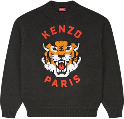 KENZO SS24 Letter Tiger Intarsia Knit Crewneck Sweater Unisex Black. FE68PU4773LH-99J Order KENZO SS24 Letter Tiger Intarsia Knit Crewneck Sweater Unisex Black. FE68PU4773LH-99J