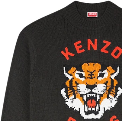 KENZO SS24 Letter Tiger Intarsia Knit Crewneck Sweater Unisex Black. FE68PU4773LH-99J Shop KENZO SS24 Letter Tiger Intarsia Knit Crewneck Sweater Unisex Black. FE68PU4773LH-99J