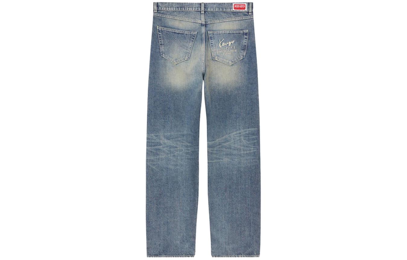 Lookbook KENZO SS24 Light Blue Straight-Leg Mid-Rise Jeans for Men FE55DP3316I7-DY