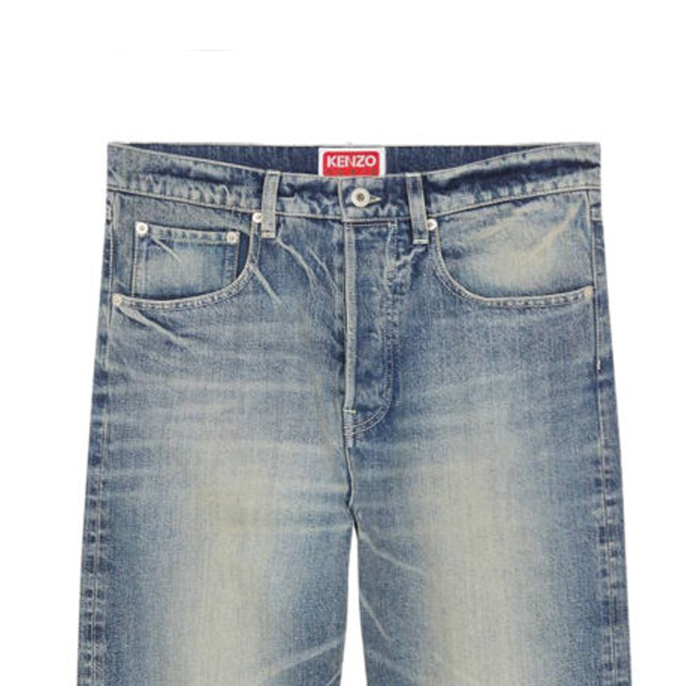 Cheap KENZO SS24 Light Blue Straight-Leg Mid-Rise Jeans for Men FE55DP3316I7-DY