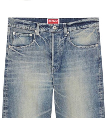 KENZO SS24 Light Blue Straight-Leg Mid-Rise Jeans for Men FE55DP3316I7-DY Cheap KENZO SS24 Light Blue Straight-Leg Mid-Rise Jeans for Men FE55DP3316I7-DY
