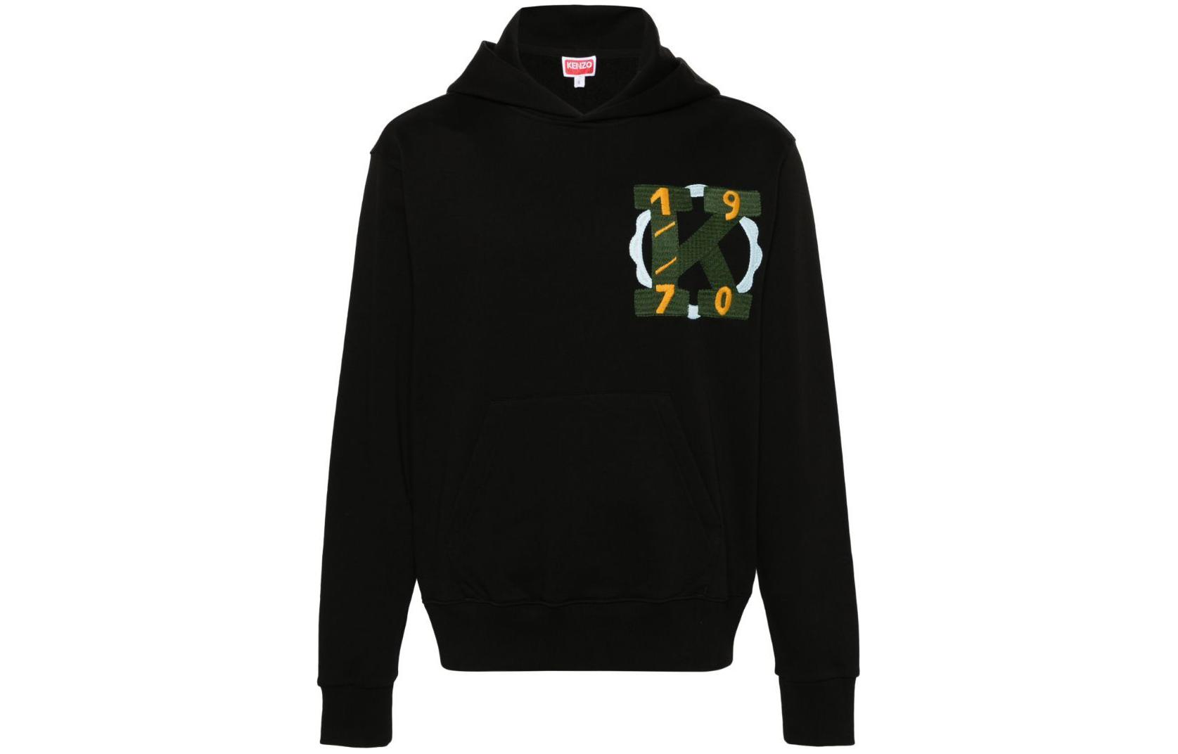 KENZO SS24 Logo Embroidered Oversized Hoodie Black - FE55SW1754MF-99J