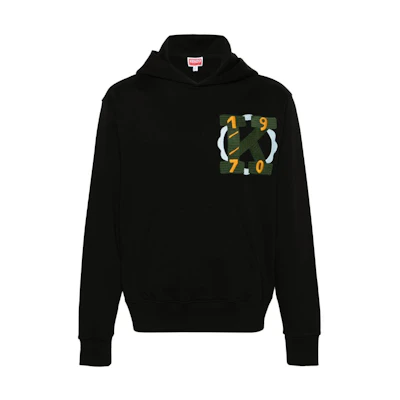 KENZO SS24 Logo Embroidered Oversized Hoodie Black - FE55SW1754MF-99J