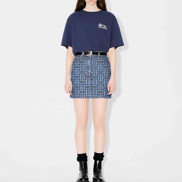 KENZO SS24 Logo Graphic Midnight Blue Unisex Casual Crewneck T-Shirt. FE68TS0074SG-77 圖 4