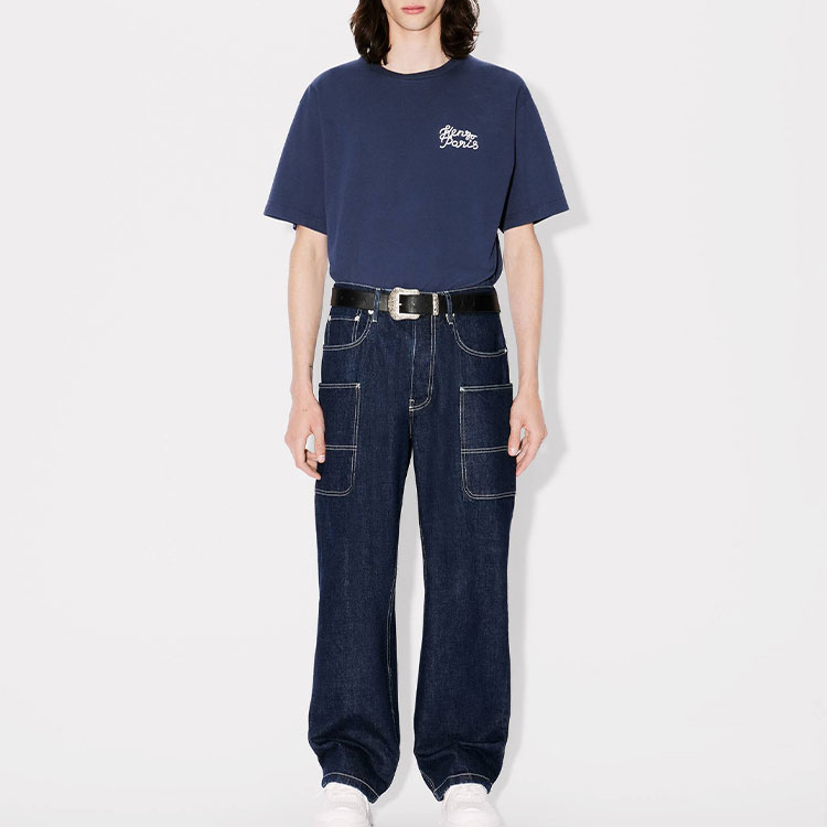 KENZO SS24 Logo Graphic Midnight Blue Unisex Casual Crewneck T-Shirt. FE68TS0074SG-77 圖 5