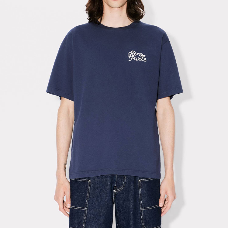 KENZO SS24 Logo Graphic Midnight Blue Unisex Casual Crewneck T-Shirt. FE68TS0074SG-77 圖 6