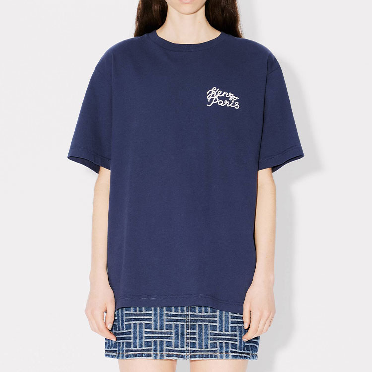 KENZO SS24 Logo Graphic Midnight Blue Unisex Casual Crewneck T-Shirt. FE68TS0074SG-77 圖 7