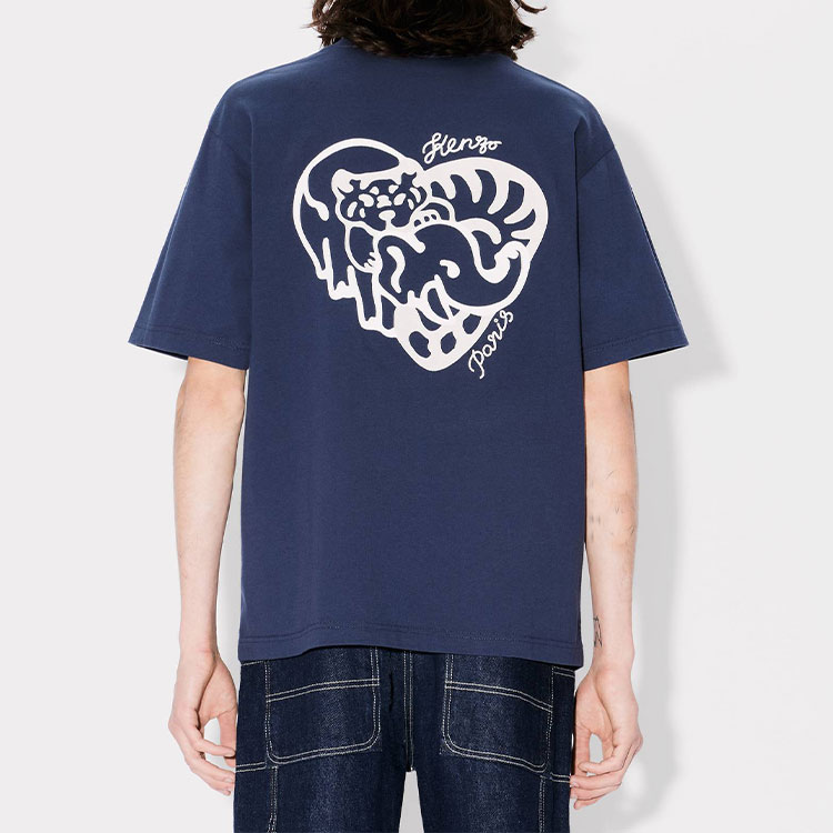 KENZO SS24 Logo Graphic Midnight Blue Unisex Casual Crewneck T-Shirt. FE68TS0074SG-77 圖 8