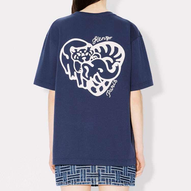 KENZO SS24 Logo Graphic Midnight Blue Unisex Casual Crewneck T-Shirt. FE68TS0074SG-77 圖 9