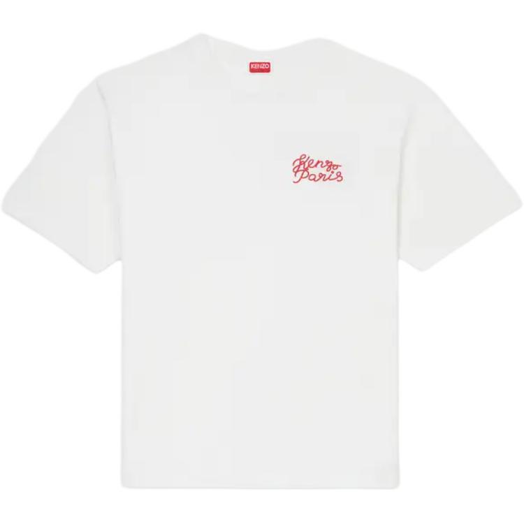 KENZO SS24 Logo Oversized Crewneck T-Shirt Unisex Off-White. FE68TS0074SG-02