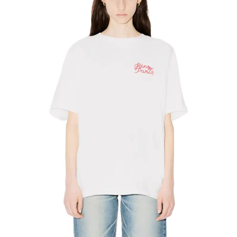 Cheap KENZO SS24 Kaos Unisex Oversized Logo Crewneck Off-White. FE68TS0074SG-02