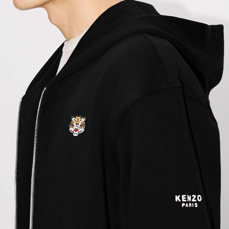 KENZO SS24 Logo Tiger Patch Hoodie Zip-Up Unisex Black FE55SW1964MF-99J 圖 5
