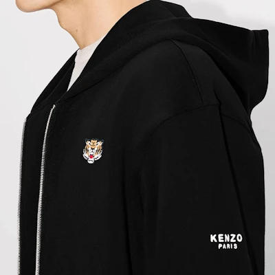 KENZO SS24 老虎刺繡標誌連帽拉鍊外套 男女 黑色 FE55SW1964MF-99J Purchase KENZO SS24 老虎刺繡標誌連帽拉鍊外套 男女 黑色 FE55SW1964MF-99J