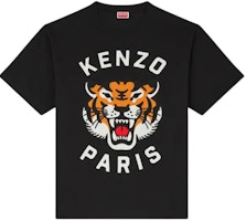 KENZO SS24 Logo Tiger Print Relaxed Fit Unisex Black T-Shirt. FE68TS0084SI-99J KENZO SS24 Logo Tiger Print Relaxed Fit Unisex Black T-Shirt. FE68TS0084SI-99J