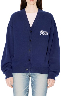 겐조 SS24 로고 브이넥 버튼 업 니트 가디건 유니섹스 블루 FE68CA4893LP-77 Details for 겐조 SS24 로고 브이넥 버튼 업 니트 가디건 유니섹스 블루 FE68CA4893LP-77