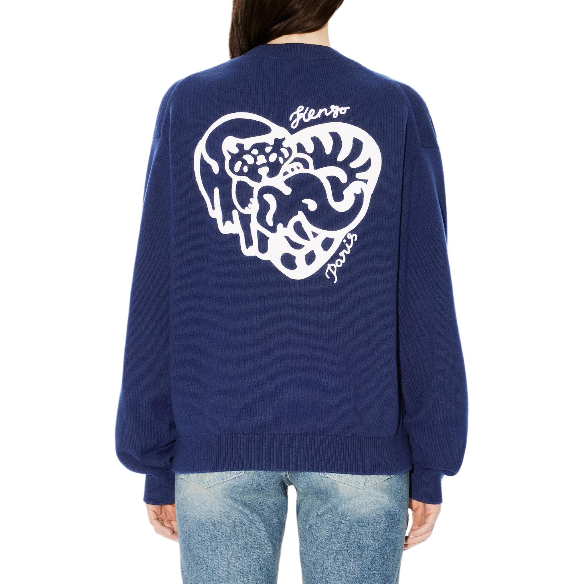 Cheap 겐조 SS24 로고 브이넥 버튼 업 니트 가디건 유니섹스 블루 FE68CA4893LP-77