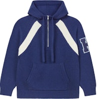 KENZO SS24 Midnight Blue Hoodie with Letter Logo Patch Design. FE65PU4663CH-77 KENZO SS24 Midnight Blue Hoodie with Letter Logo Patch Design. FE65PU4663CH-77