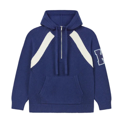 KENZO SS24 Midnight Blue Hoodie with Letter Logo Patch Design. FE65PU4663CH-77