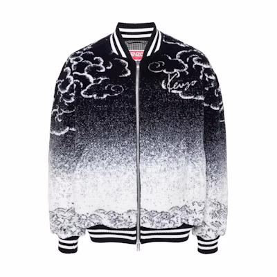 KENZO SS24 Pattern Print Baseball Collar Zip Jacket Navy Blue - FE68BL2004FA-MU