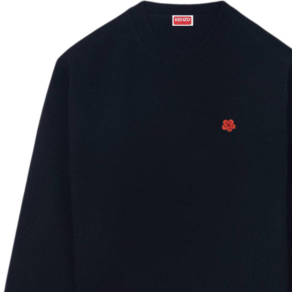 Shop KENZO SS24 Solid Color Logo Embroidered Knit Long Sleeve Crewneck Black Men’s. FE65PU4843LC-99J