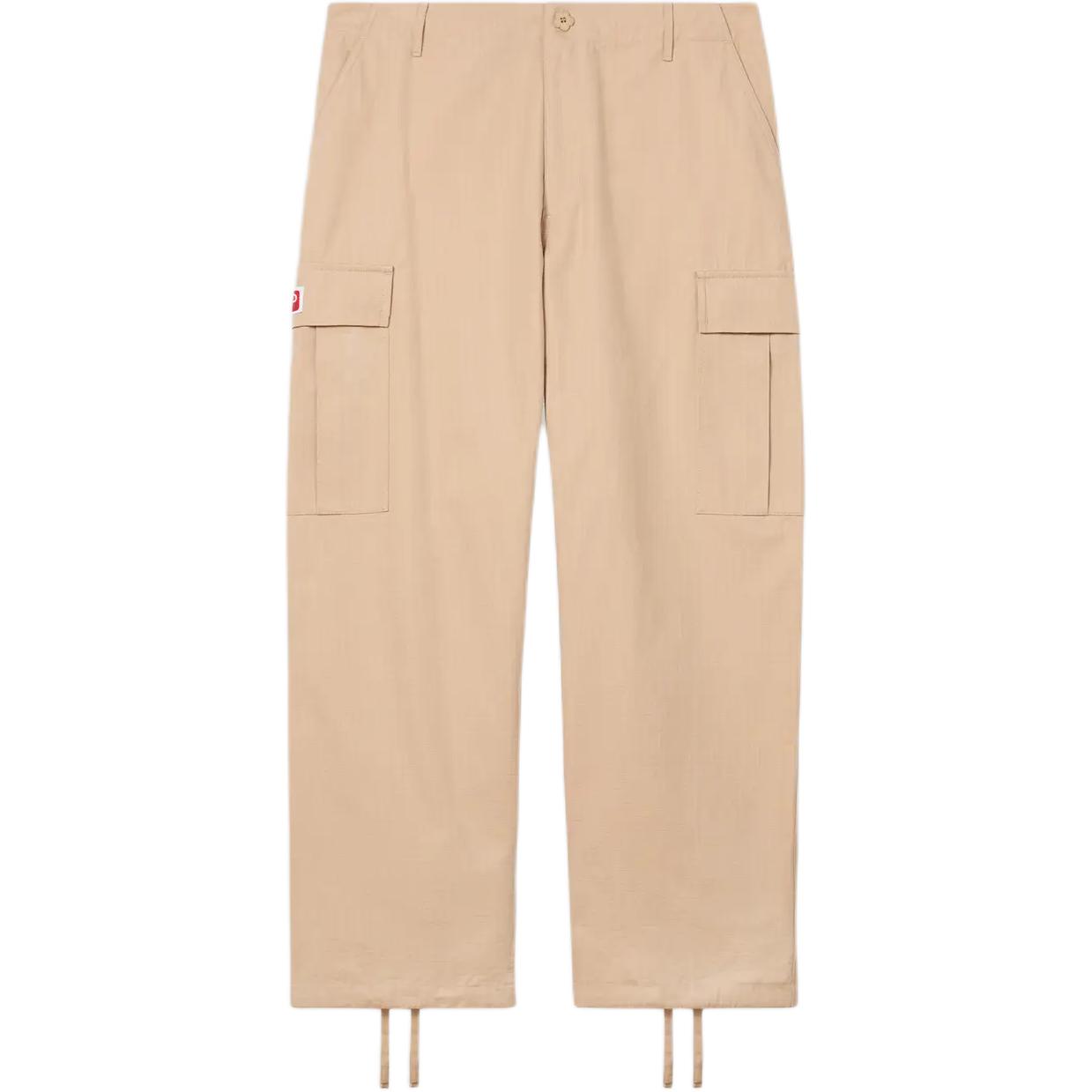 Order KENZO SS24 Solid Color Mid-Rise Straight Workwear Pants Beige Men FE65PA2429DL-11