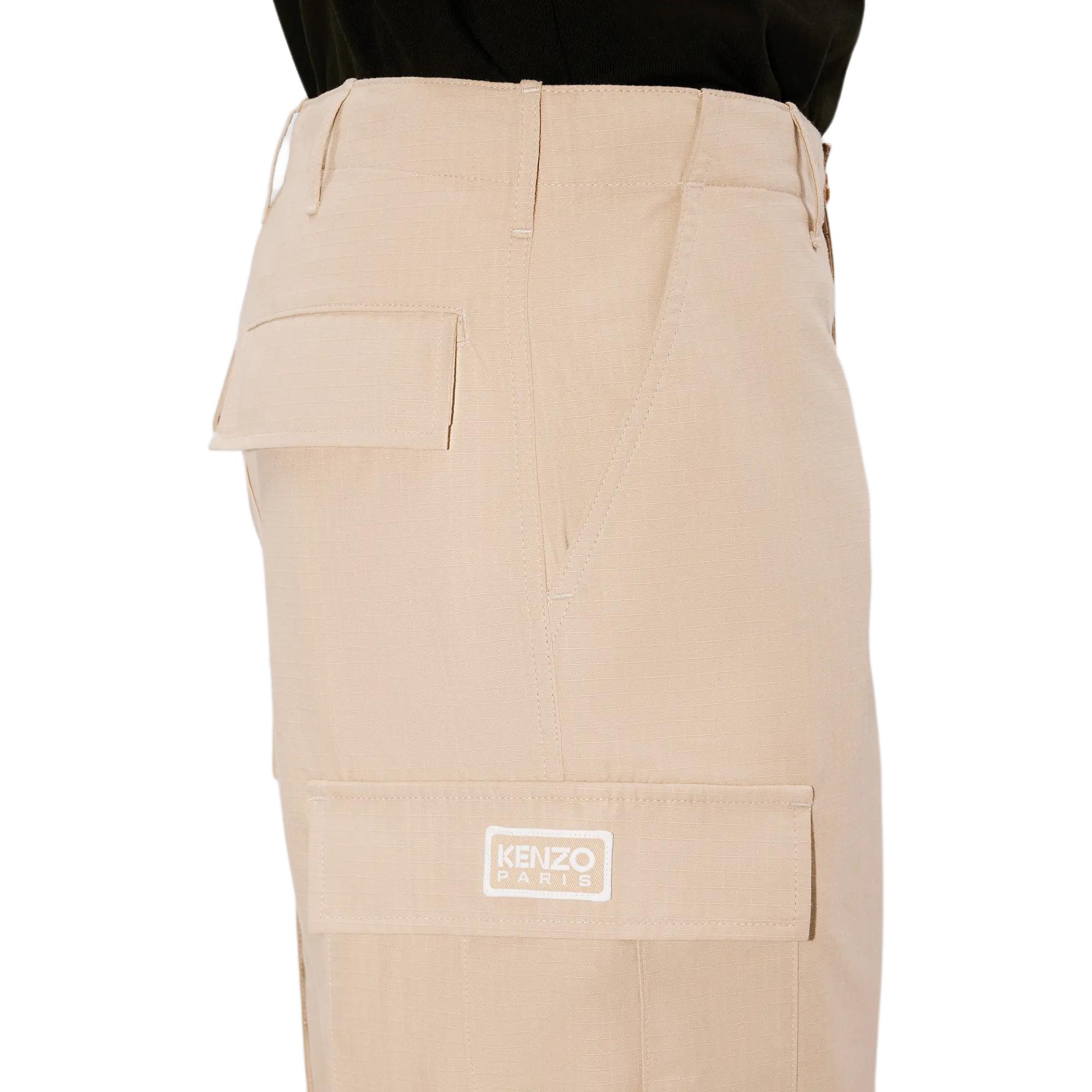 Sizing KENZO SS24 Solid Color Mid-Rise Straight Workwear Pants Beige Men FE65PA2429DL-11