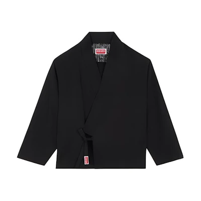 KENZO SS24 Solid V-Neck Tie Long Sleeve Jacket Black FE55VE1409GN-99
