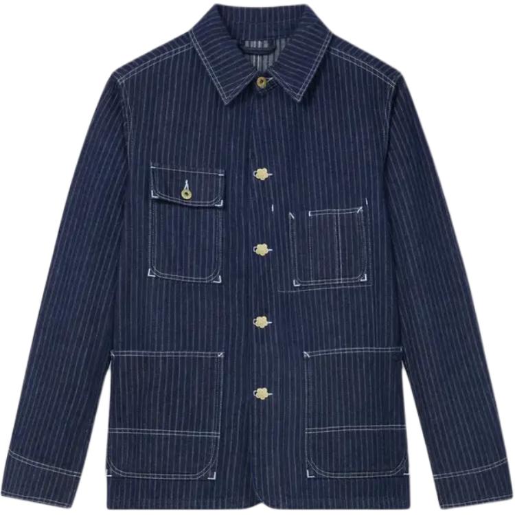 Kenzo SS24 Striped Single-Breasted Long-Sleeve Jacket - Blue FE65DV1126F1-DM