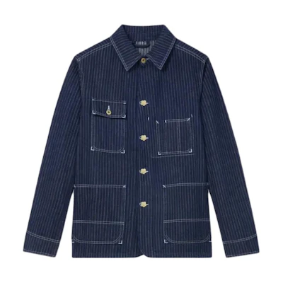 Kenzo SS24 Striped Single-Breasted Long-Sleeve Jacket - Blue FE65DV1126F1-DM