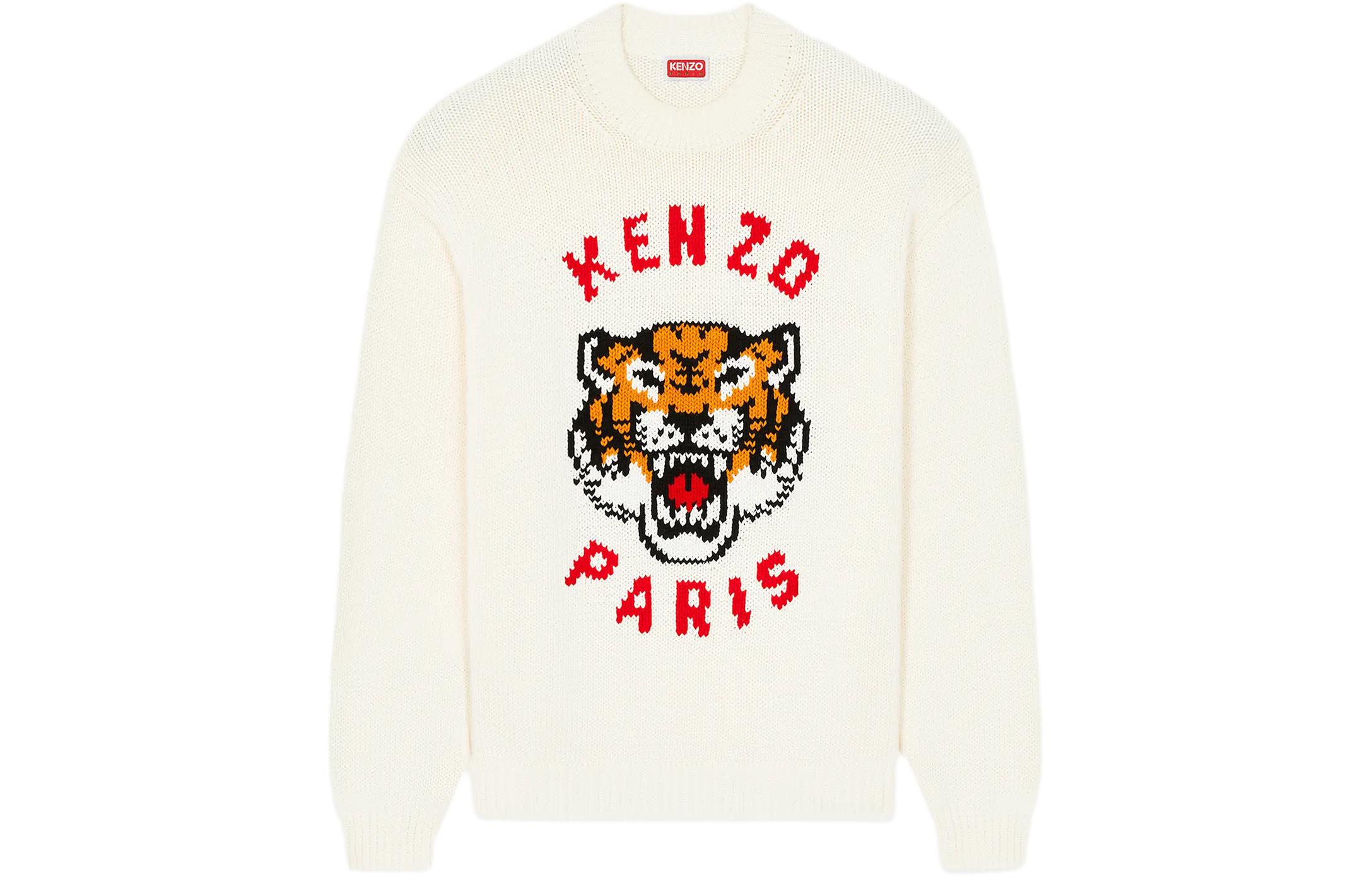 Order KENZO SS24 虎头标志针织套头毛衣圆领卫衣 男女款 米白色 FE58PU0143LD-02