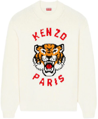KENZO SS24 Sweater Rajut Logo Harimau Crewneck Unisex Off-White. FE58PU0143LD-02 Order KENZO SS24 Sweater Rajut Logo Harimau Crewneck Unisex Off-White. FE58PU0143LD-02