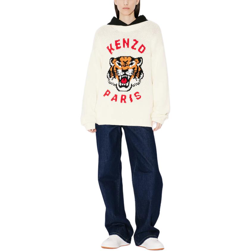 Details for KENZO SS24 虎头标志针织套头毛衣圆领卫衣 男女款 米白色 FE58PU0143LD-02