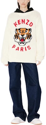 KENZO SS24 Sweater Rajut Logo Harimau Crewneck Unisex Off-White. FE58PU0143LD-02 Details for KENZO SS24 Sweater Rajut Logo Harimau Crewneck Unisex Off-White. FE58PU0143LD-02