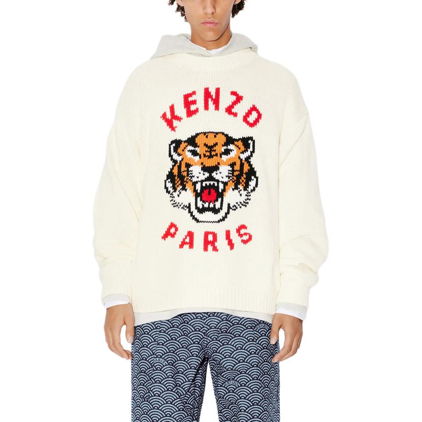 Sizing KENZO SS24 虎头标志针织套头毛衣圆领卫衣 男女款 米白色 FE58PU0143LD-02