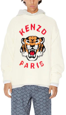 KENZO SS24 Sweater Rajut Logo Harimau Crewneck Unisex Off-White. FE58PU0143LD-02 Sizing KENZO SS24 Sweater Rajut Logo Harimau Crewneck Unisex Off-White. FE58PU0143LD-02