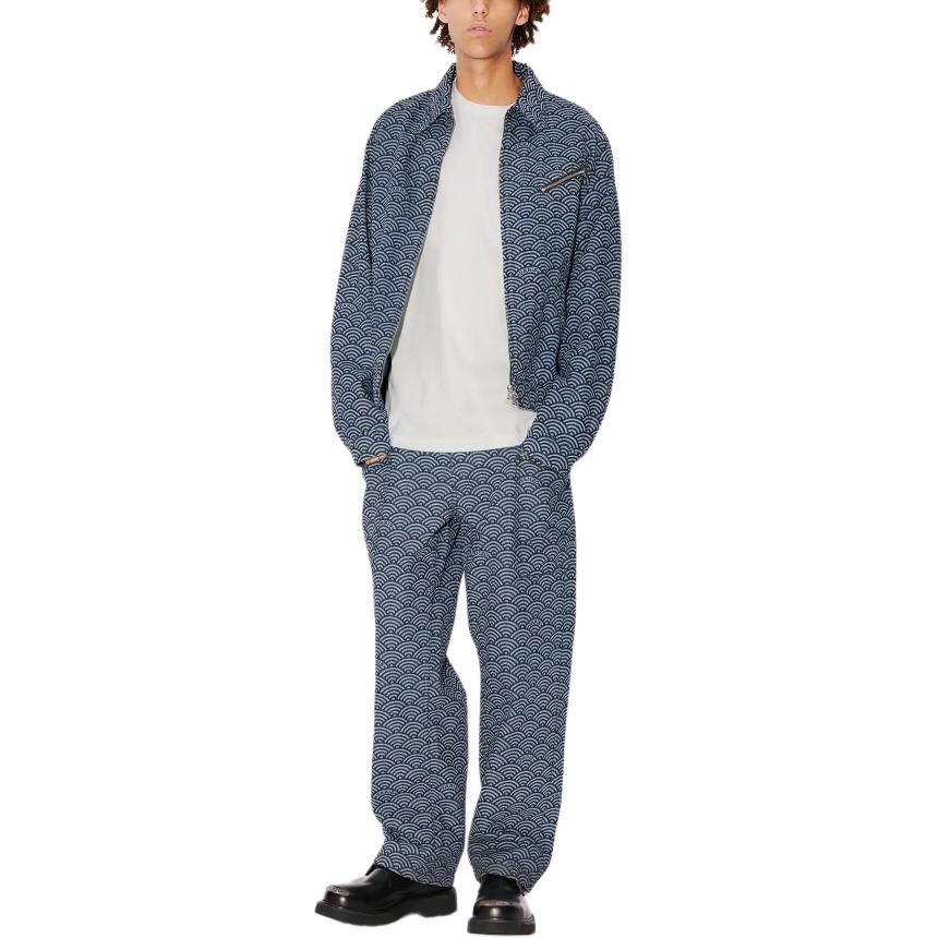 Shop Chaqueta Vaquera Azul Lavado Kenzo SS24 Estampado Wave Cuello Cuadrado Hombre. FE55DB1006K1-DM