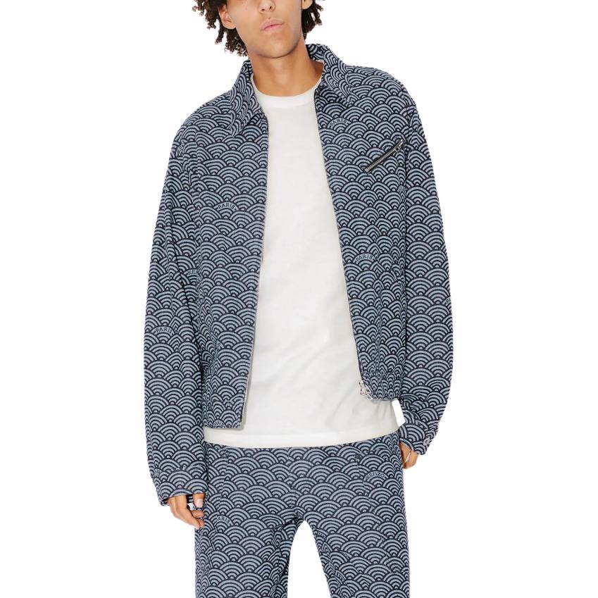 Purchase Chaqueta Vaquera Azul Lavado Kenzo SS24 Estampado Wave Cuello Cuadrado Hombre. FE55DB1006K1-DM