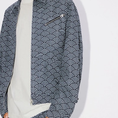 Chaqueta Vaquera Azul Lavado Kenzo SS24 Estampado Wave Cuello Cuadrado Hombre. FE55DB1006K1-DM Cheap Chaqueta Vaquera Azul Lavado Kenzo SS24 Estampado Wave Cuello Cuadrado Hombre. FE55DB1006K1-DM