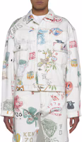 Shop Kenzo SS24 白色單排扣外套帶字母印花設計 FE55DV303913-MU