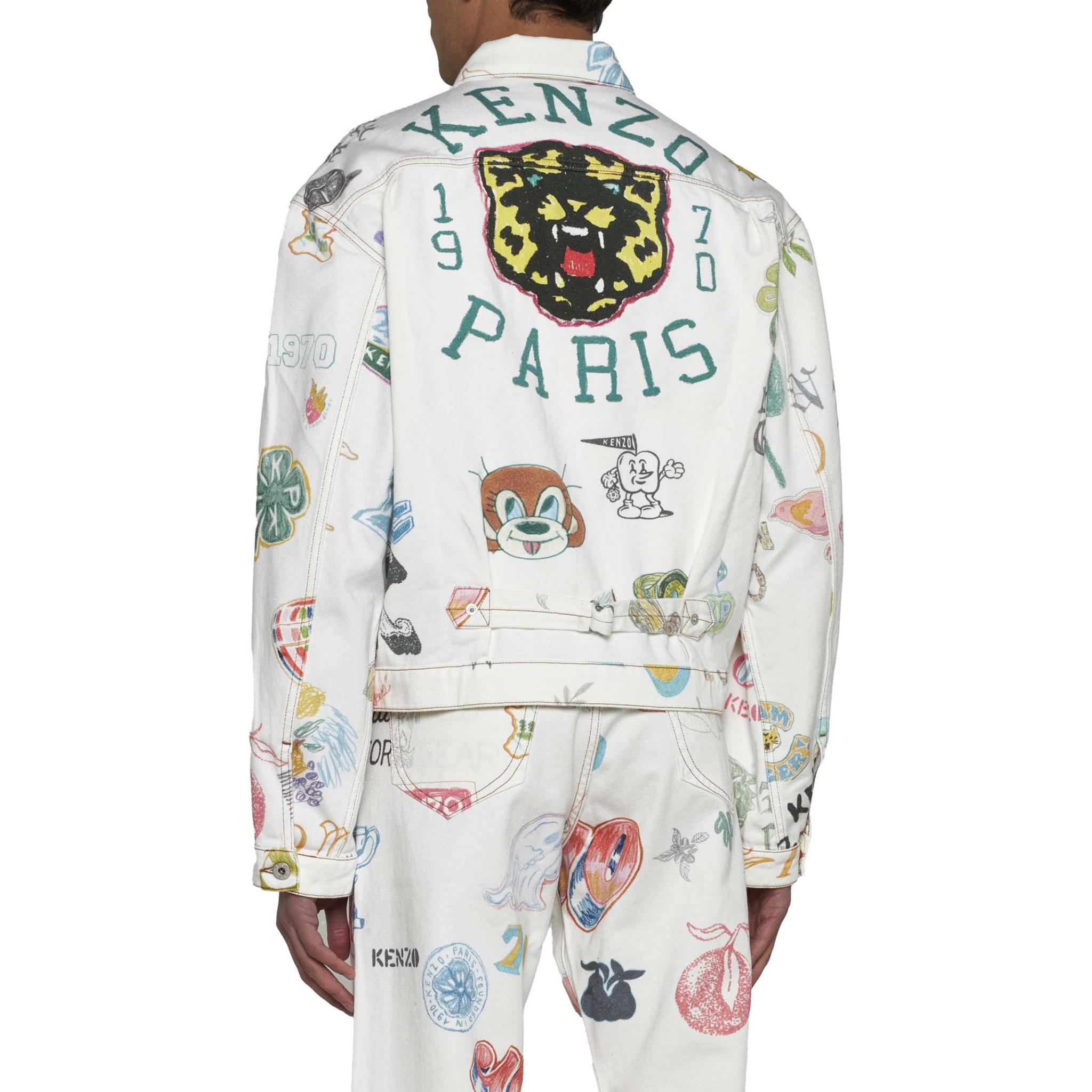 Purchase Kenzo SS24 白色单排扣字母图案西装外套 FE55DV303913-MU