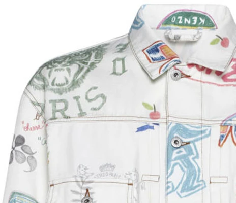 Kenzo SS24 白色单排扣字母图案西装外套 FE55DV303913-MU Sizing Kenzo SS24 白色单排扣字母图案西装外套 FE55DV303913-MU