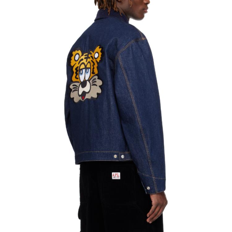 Purchase KENZO SS25  Blue Tiger Graphic Long-Sleeve Denim Jacket FF55DV1136B1-DM